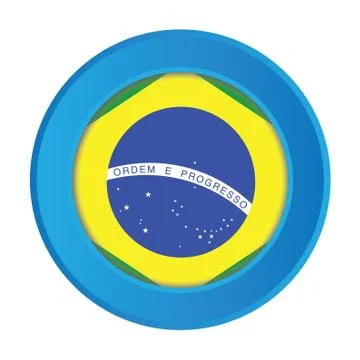 3d button with the flag of brazil イラスト素材