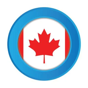 3d button with the flag of canada イラスト素材