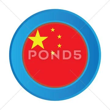 3d button with the flag of china Illustration