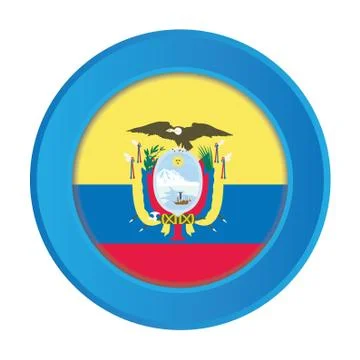 3d button with the flag of ecuador イラスト素材