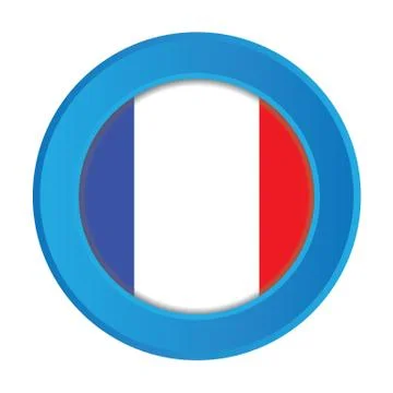 3d button with the flag of france 库存插图