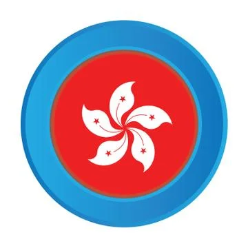 3d button with the flag of hong kong Stock Illustration