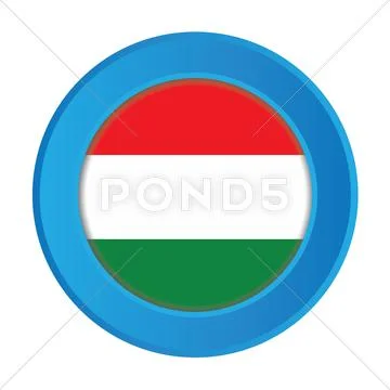 3d button with the flag of hungary Illustrazione stock
