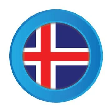 3d button with the flag of iceland Stock Illustration
