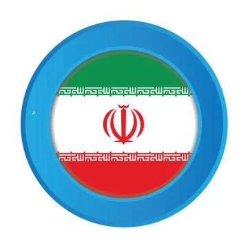 3d button with the flag of iran Stock Illustration