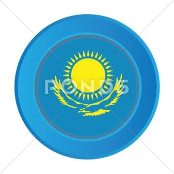 3d button with the flag of kazakstan Stockillustratie