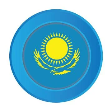 3d button with the flag of kazakstan イラスト素材
