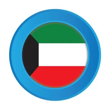 3d button with the flag of kuwait イラスト素材