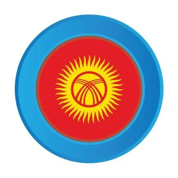 3d button with the flag of kyrghyzstan 스톡 일러스트
