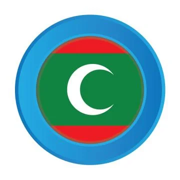 3d button with the flag of maldives Stock Illustration