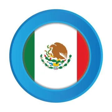 3d button with the flag of mexico Stock Illustration