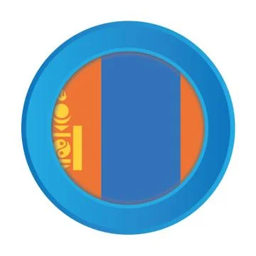 3d button with the flag of mongolia 스톡 일러스트