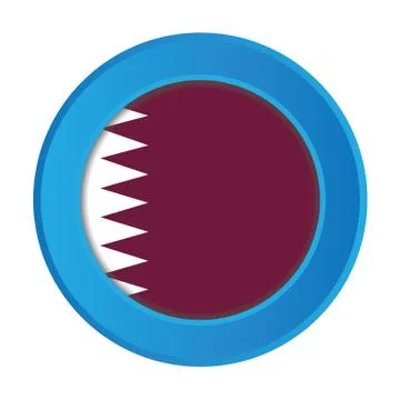 3d button with the flag of qatar Ilustração Stock
