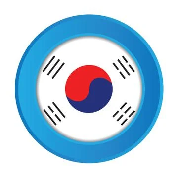 3d button with the flag of south korea Stock Illustration