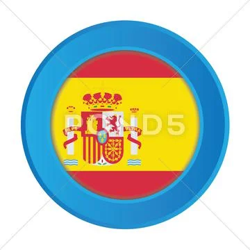 3d button with the flag of spain Ilustração Stock