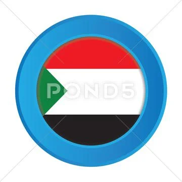 3d button with the flag of sudan Stockillustratie