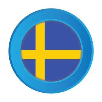 3d button with the flag of sweden Stock Illustration