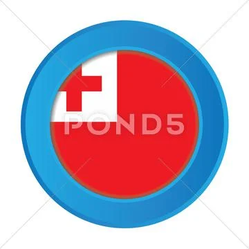 3d button with the flag of tonga 库存插图