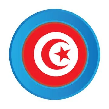 3d button with the flag of tunisia Stock Illustration