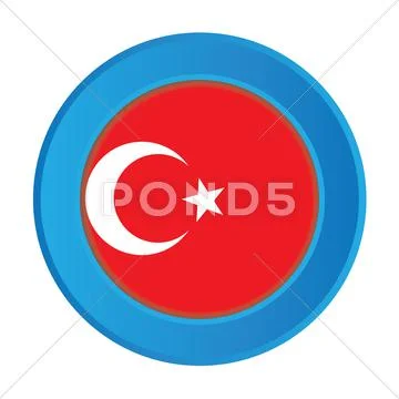 3d button with the flag of turkey Illustrazione stock