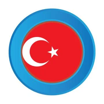 3d button with the flag of turkey 스톡 일러스트