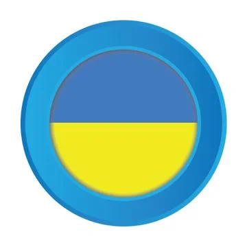 3d button with the flag of ukraine イラスト素材