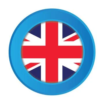 3d button with the flag of the united kingdom Stock Illustration