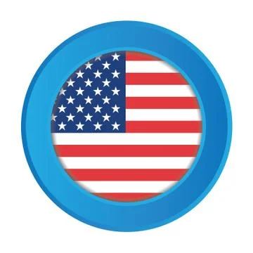 3d button with the flag of the united states of america イラスト素材