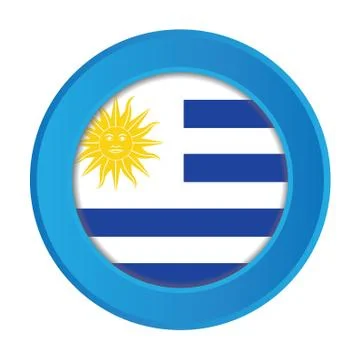 3d button with the flag of uruguay Stock Illustration
