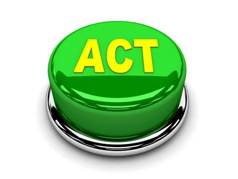 3d button green act start push Stock Illustration