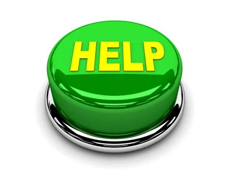 3d button green help support protection push Stock Illustration