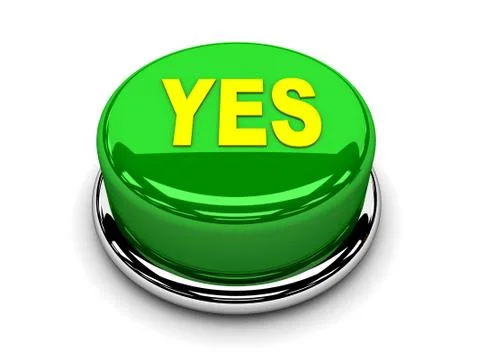 3d button green yes consented push Stock Illustration