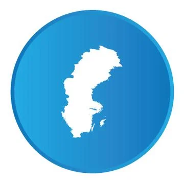 3d button with the outline of the country of sweden Stock Illustration