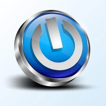 3D button with power symbol Stock Illustration