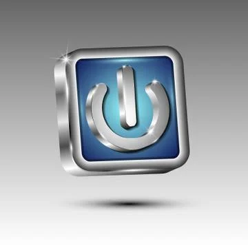 3D button with power symbol Stock Illustration