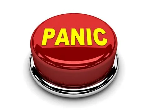 3d button red panic stop push Stock Illustration