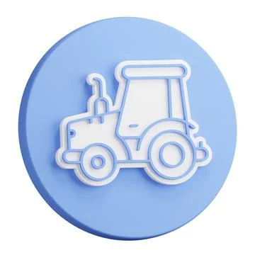 3D button rendering of Agricultural tractor. Transport and equipment for tr.. Stock Illustration
