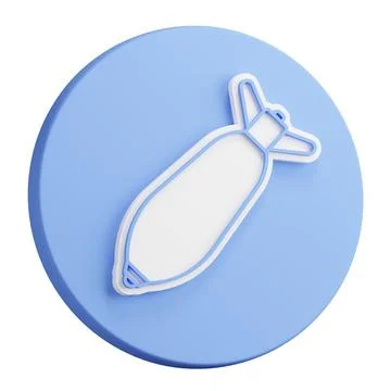 3D button rendering of Bomb, mortar shell, offensive weapon during combat. .. Stock Illustration