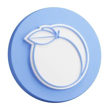 3D button rendering of delicious juicy apricot with leaves. Summer fresh pe.. Stock Illustration