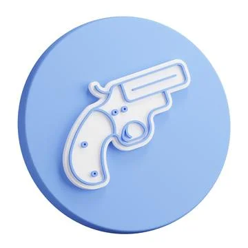 3D button rendering of emergency signal gun. Weapon to launch signal projec.. Stock-Illustration