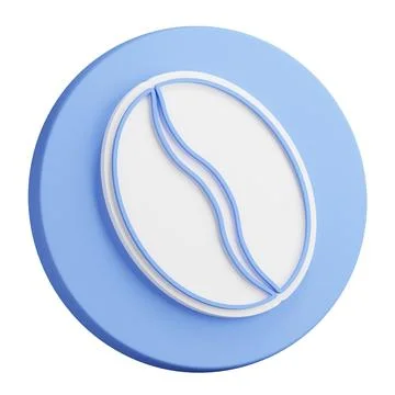 3D button rendering of Grain of coffee bean plant in silhouetted. Invigorat.. Stock Illustration