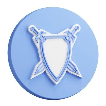 3D button rendering of pair of crossed knight swords against background of .. Illustrazione stock