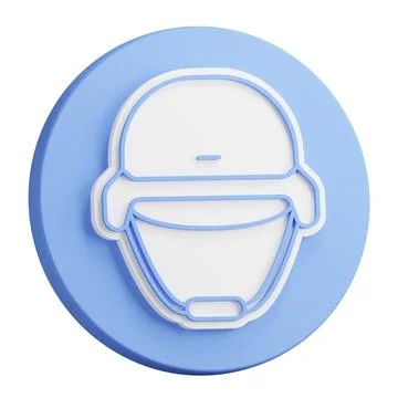 3D button rendering of protective helmet of soldier. Ammunition and uniform.. Stock Illustration