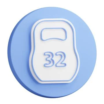 3D button rendering of round heavy dumbbell, kettle bell for sports, fitnes.. Stock Illustration