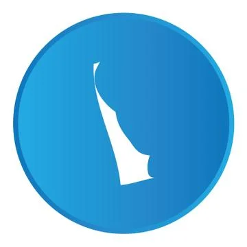 3d button with the shape of american state - delaware 库存插图