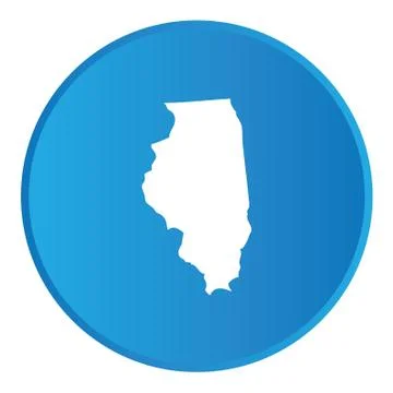 3d button with the shape of american state - illinois Stock Illustration