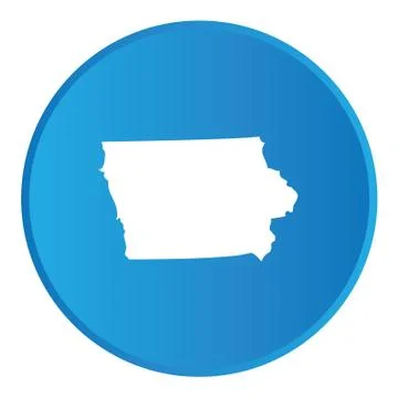 3d button with the shape of american state - iowa Stock Illustration