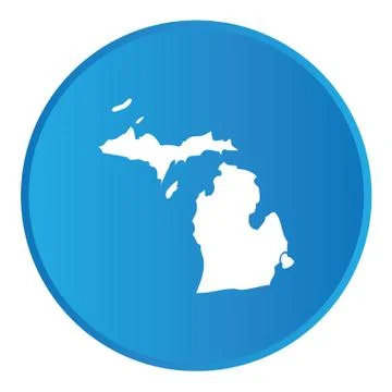 3d button with the shape of american state - michigan Stock Illustration