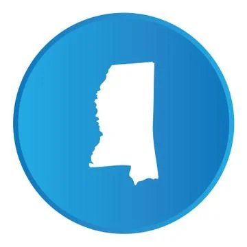 3d button with the shape of american state - mississippi Ilustração Stock