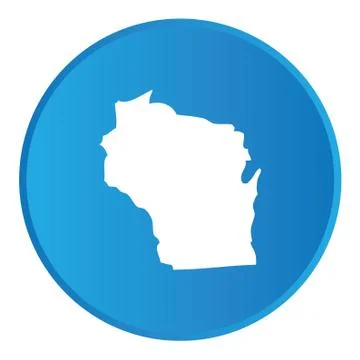 3d button with the shape of american state - wisconsin 스톡 일러스트